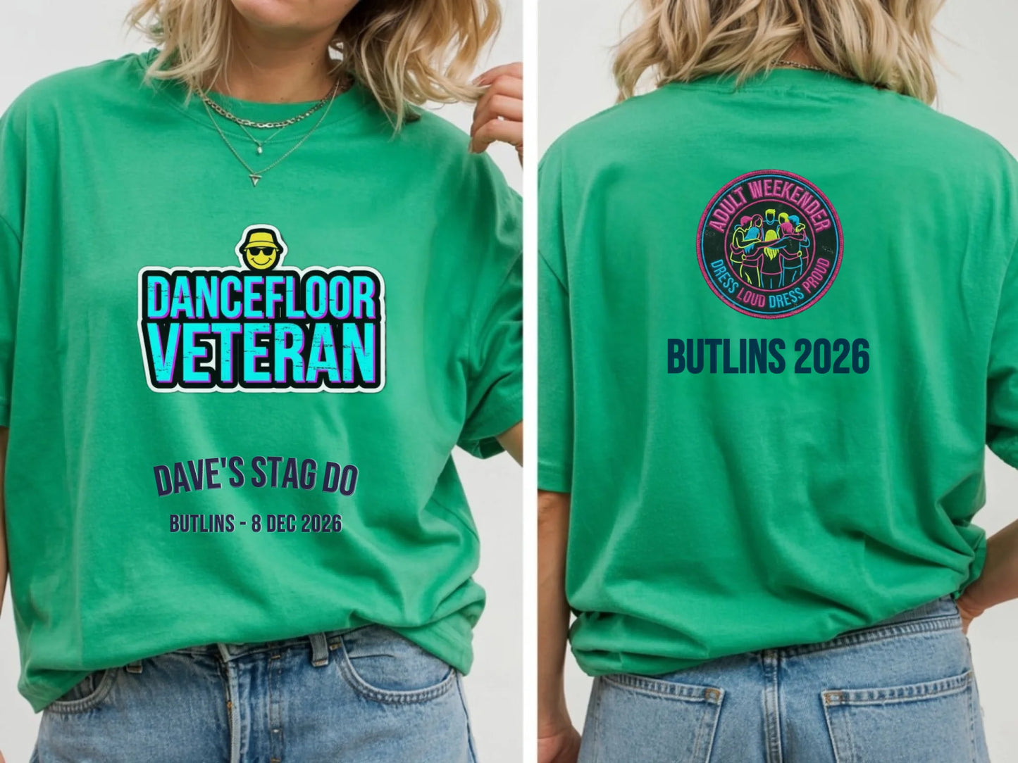 11. Gildan 64000 Irish Green Tshirt Front & Back Mockup, G640 Green T-shirt Front Back Mock-up