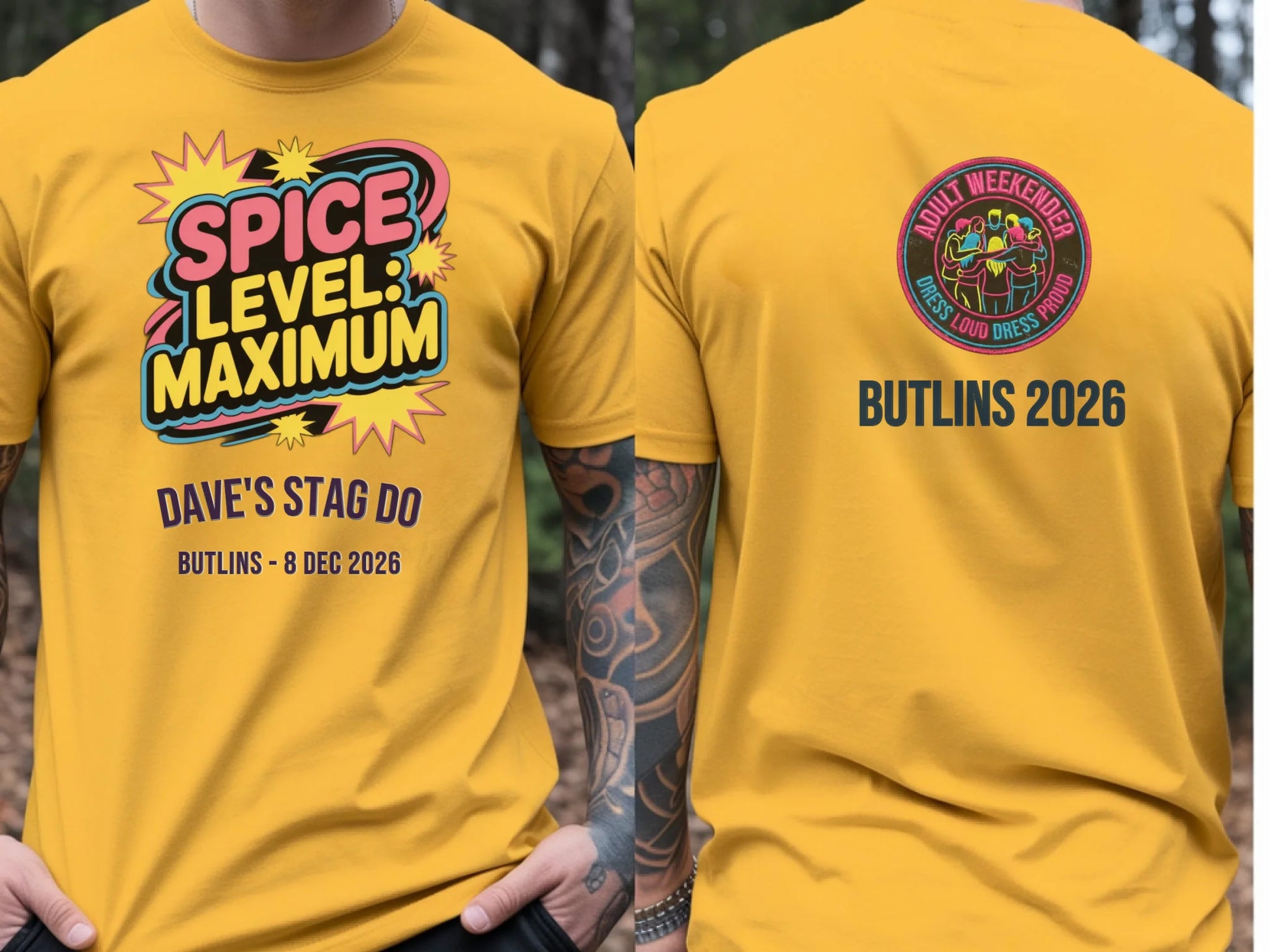 20. Gildan 64000 Gold Front Back T-Shirt Mockup Mens Yellow