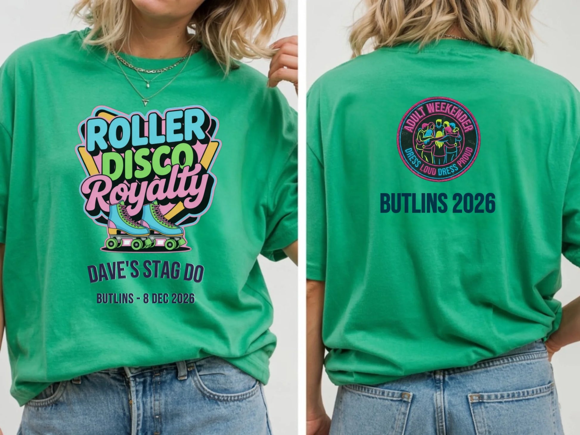 11. Gildan 64000 Irish Green Tshirt Front & Back Mockup, G640 Green T-shirt Front Back Mock-up