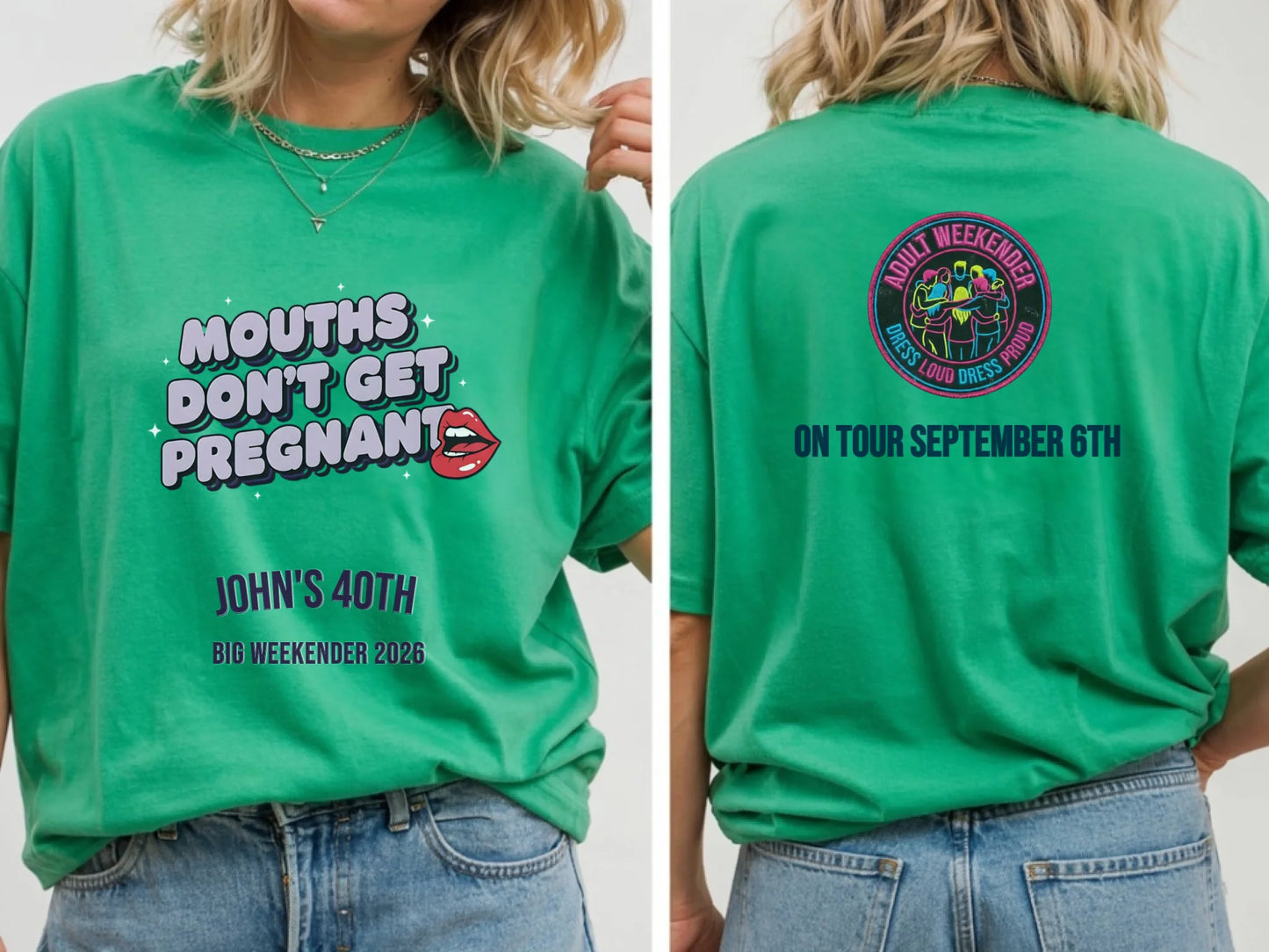 11. Gildan 64000 Irish Green Tshirt Front & Back Mockup, G640 Green T-shirt Front Back Mock-up