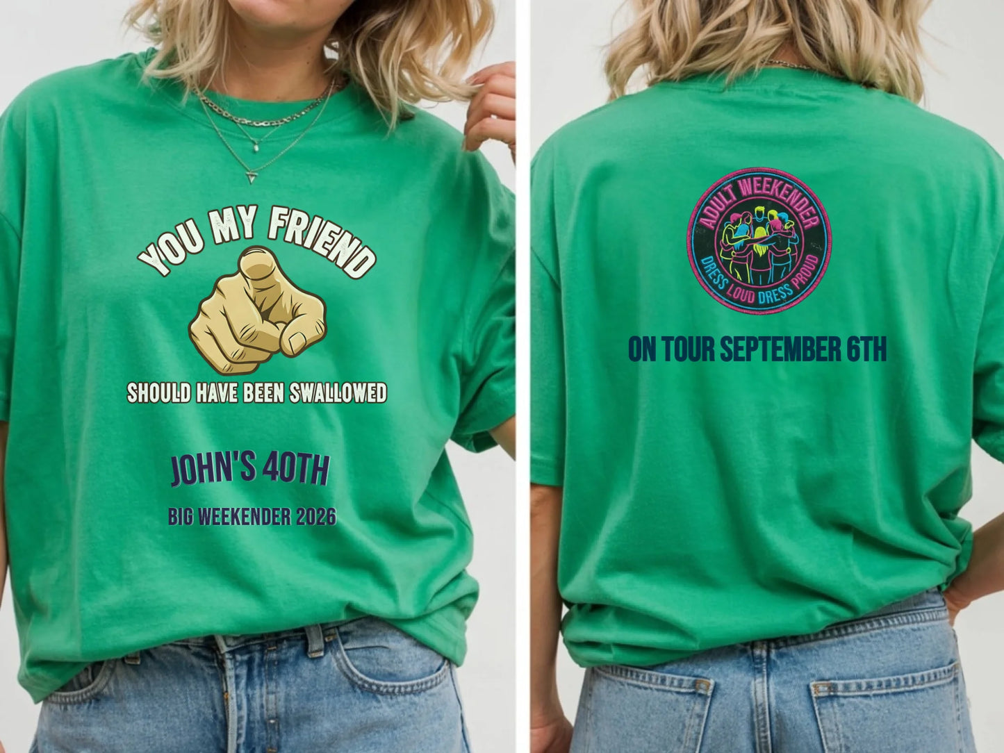 11. Gildan 64000 Irish Green Tshirt Front & Back Mockup, G640 Green T-shirt Front Back Mock-up