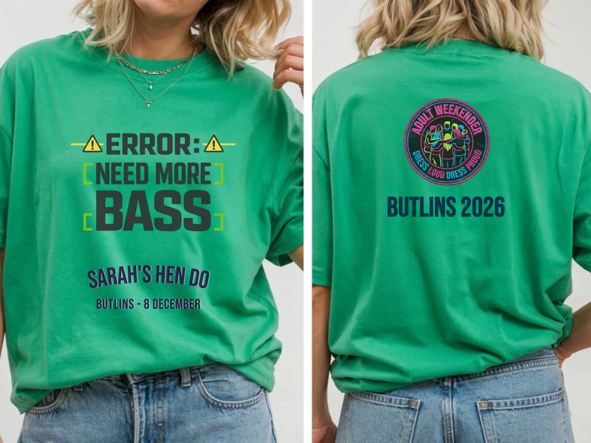 11. Gildan 64000 Irish Green Tshirt Front & Back Mockup, G640 Green T-shirt Front Back Mock-up