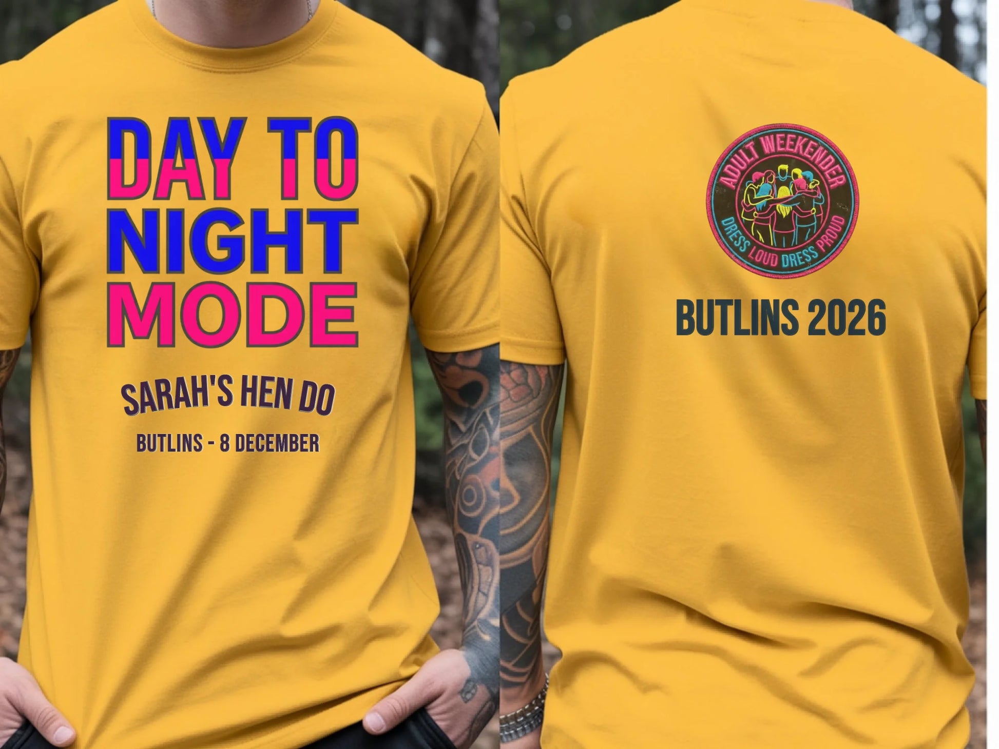 20. Gildan 64000 Gold Front Back T-Shirt Mockup Mens Yellow