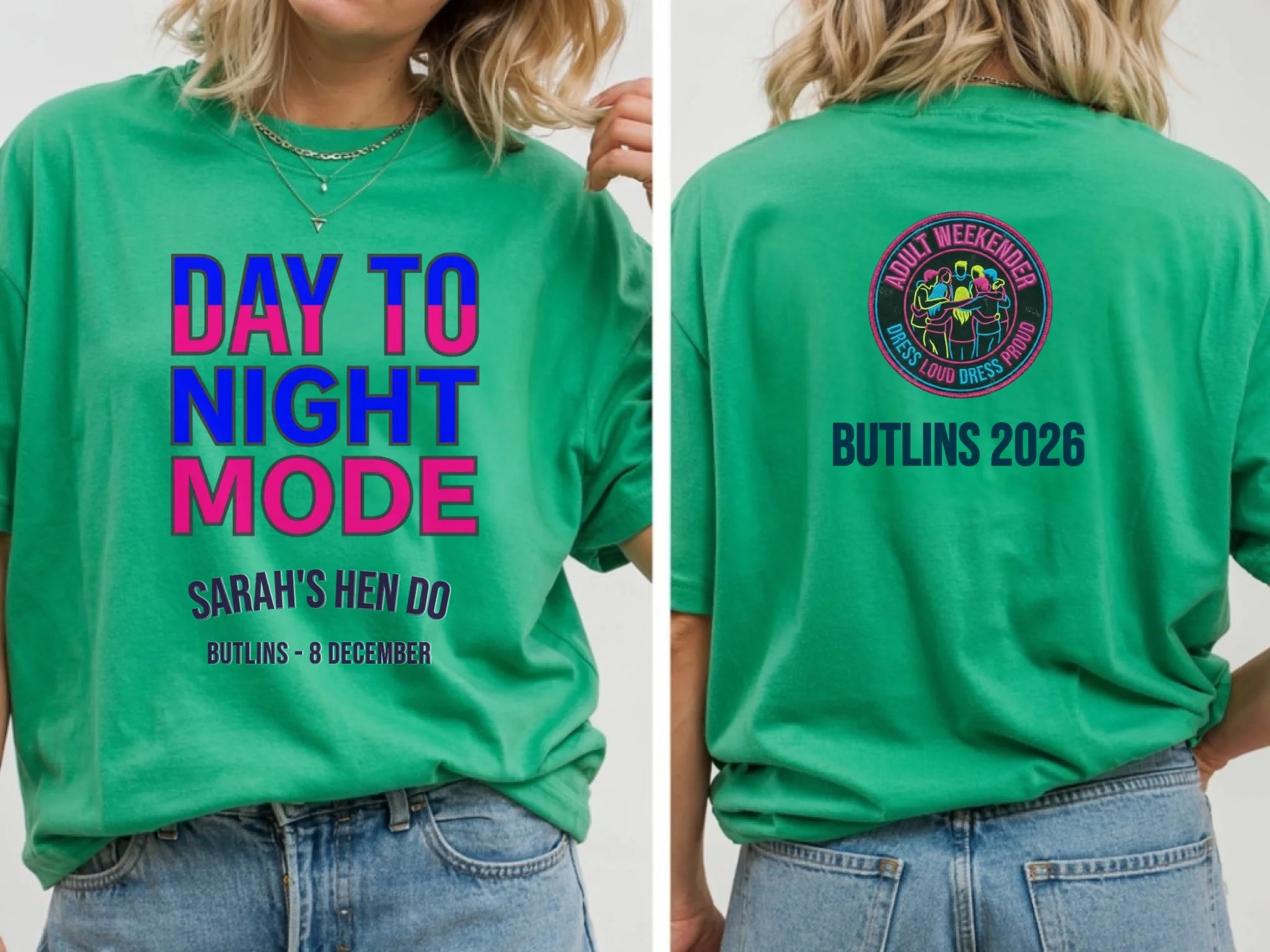 11. Gildan 64000 Irish Green Tshirt Front & Back Mockup, G640 Green T-shirt Front Back Mock-up