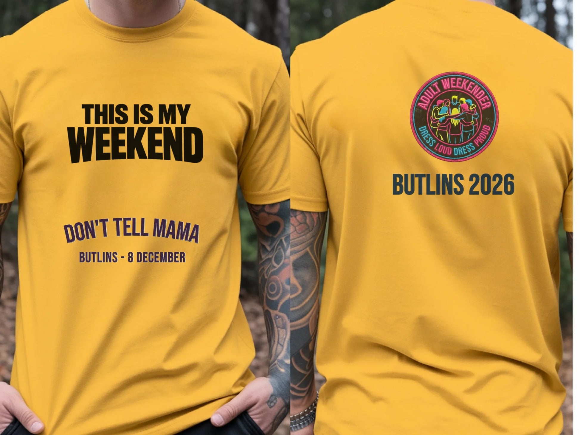 20. Gildan 64000 Gold Front Back T-Shirt Mockup Mens Yellow