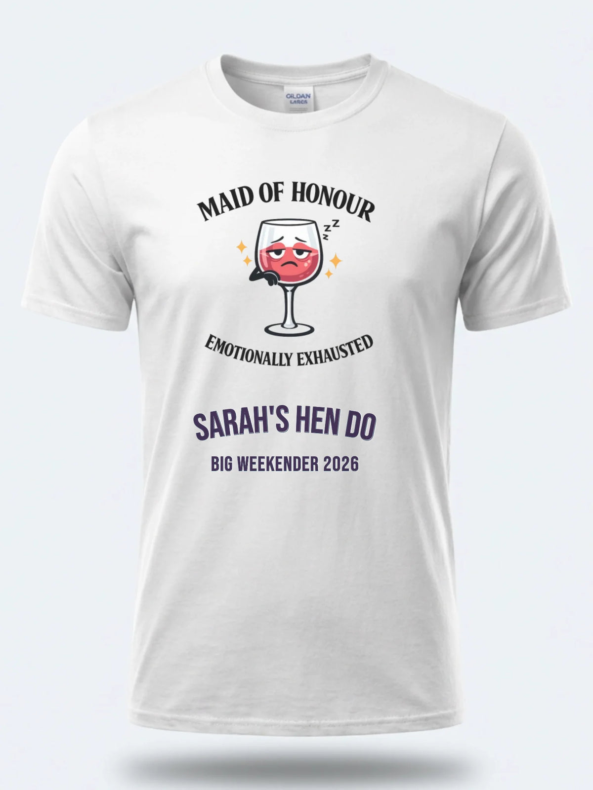 Personalised Weekender Unisex Tee | Maid of Honour Emotionally Exhausted | Hen Shirt Dress Loud