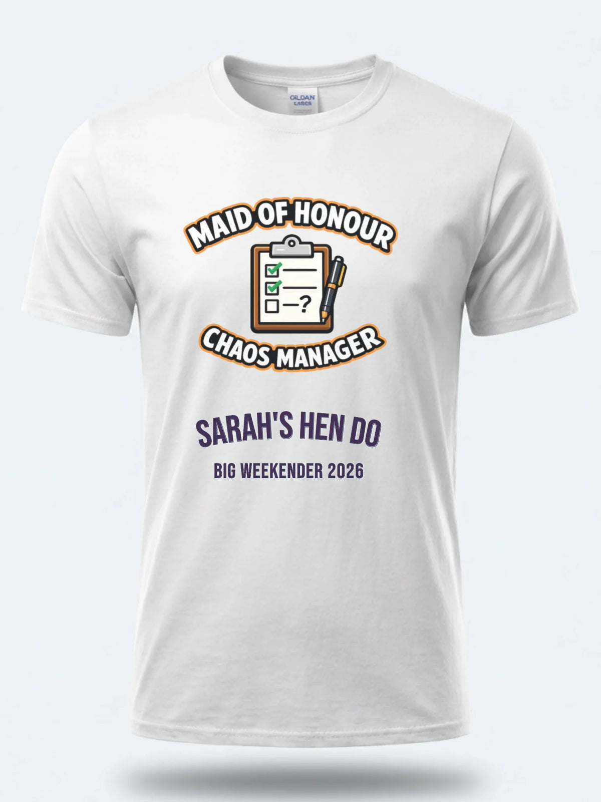 Personalised Weekender Unisex Tee | Maid of Honour Chaos Manager | Hen Shirt Dress Loud