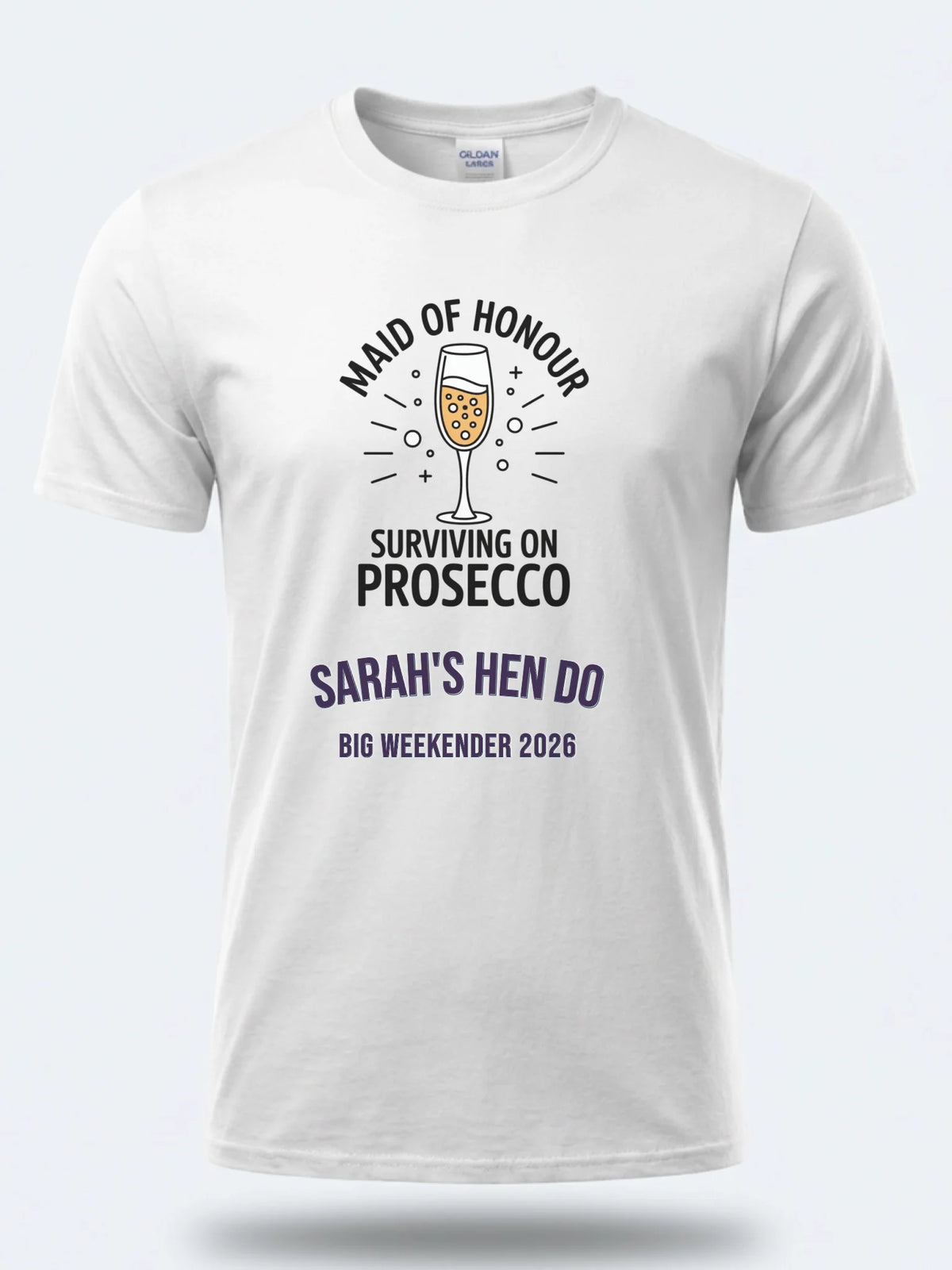 Personalised Weekender Unisex Tee | Maid of Honour Surviving on Prosecco | Hen Shirt Dress Loud