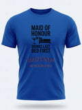 Personalised Weekender Unisex Tee | Maid of Honour Drinks Last Bed First | Hen Shirt Dress Loud