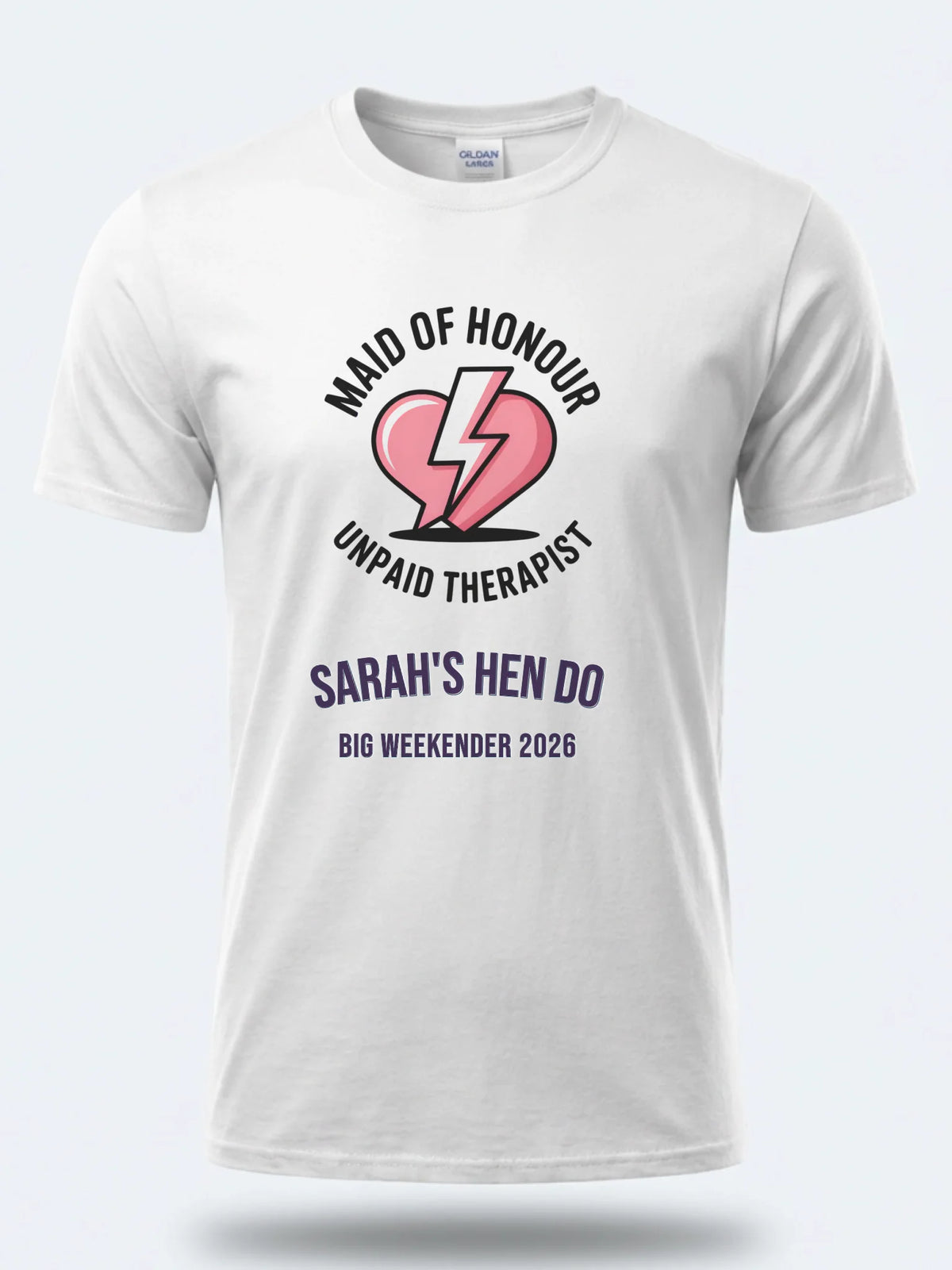 Personalised Weekender Unisex Tee | Maid of Honour Unpaid therapist | Hen Shirt Dress Loud