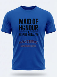 Personalised Weekender Unisex Tee | Maid of Honour Keeping her Alive | Hen Shirt Dress Loud