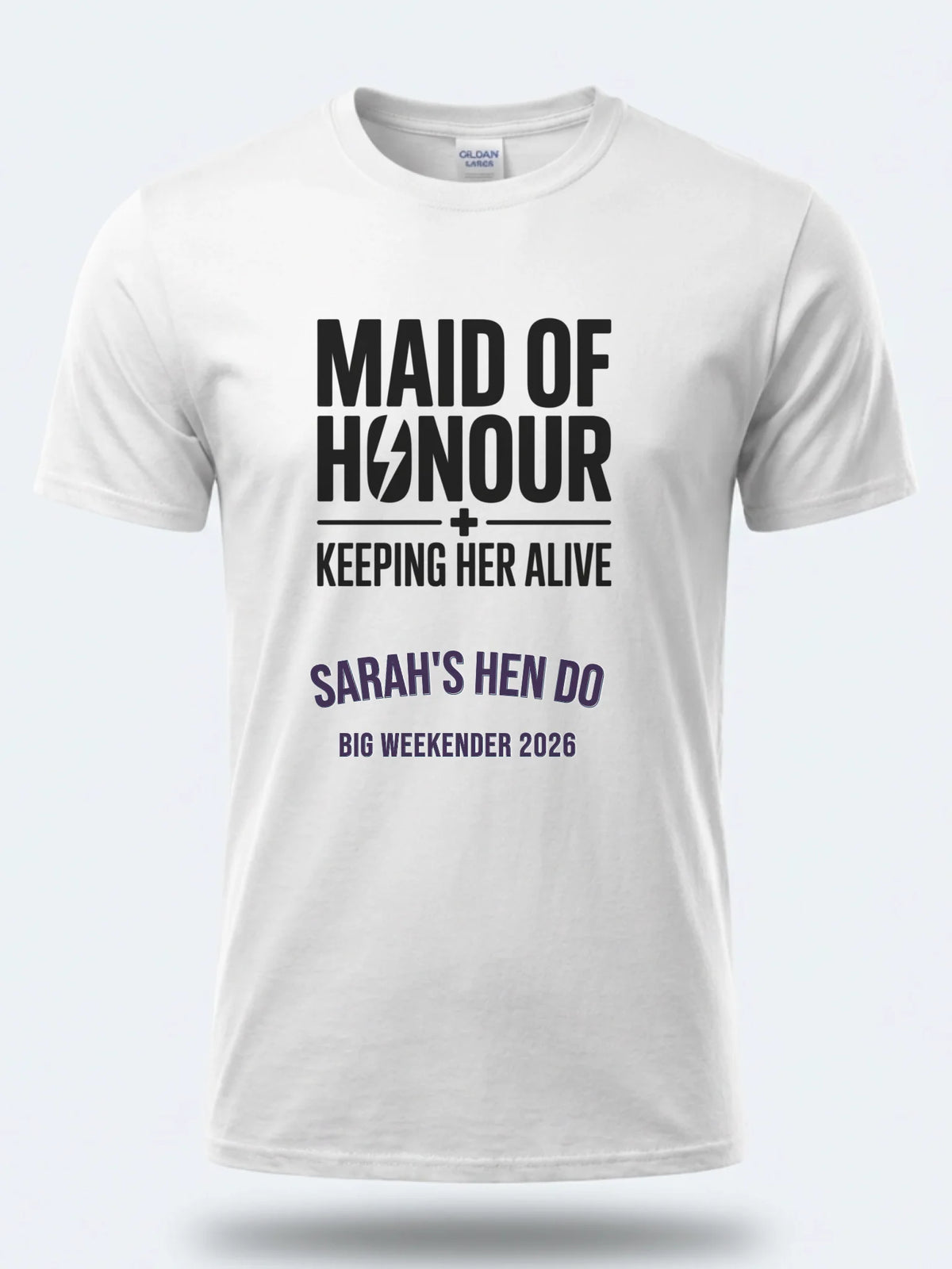 Personalised Weekender Unisex Tee | Maid of Honour Keeping her Alive | Hen Shirt Dress Loud