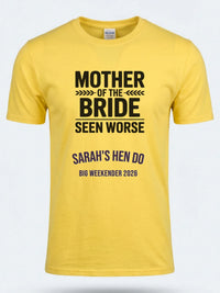 Personalised Weekender Unisex Tee | Mother of the Bride Seen worse | Hen Shirt Dress Loud