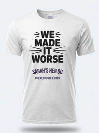 Personalised Weekender Unisex Tee | Bride Tribe We made it worse | Hen Shirt Dress Loud