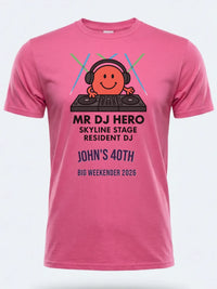 Personalised Weekender Unisex Tee — pink tee, front view