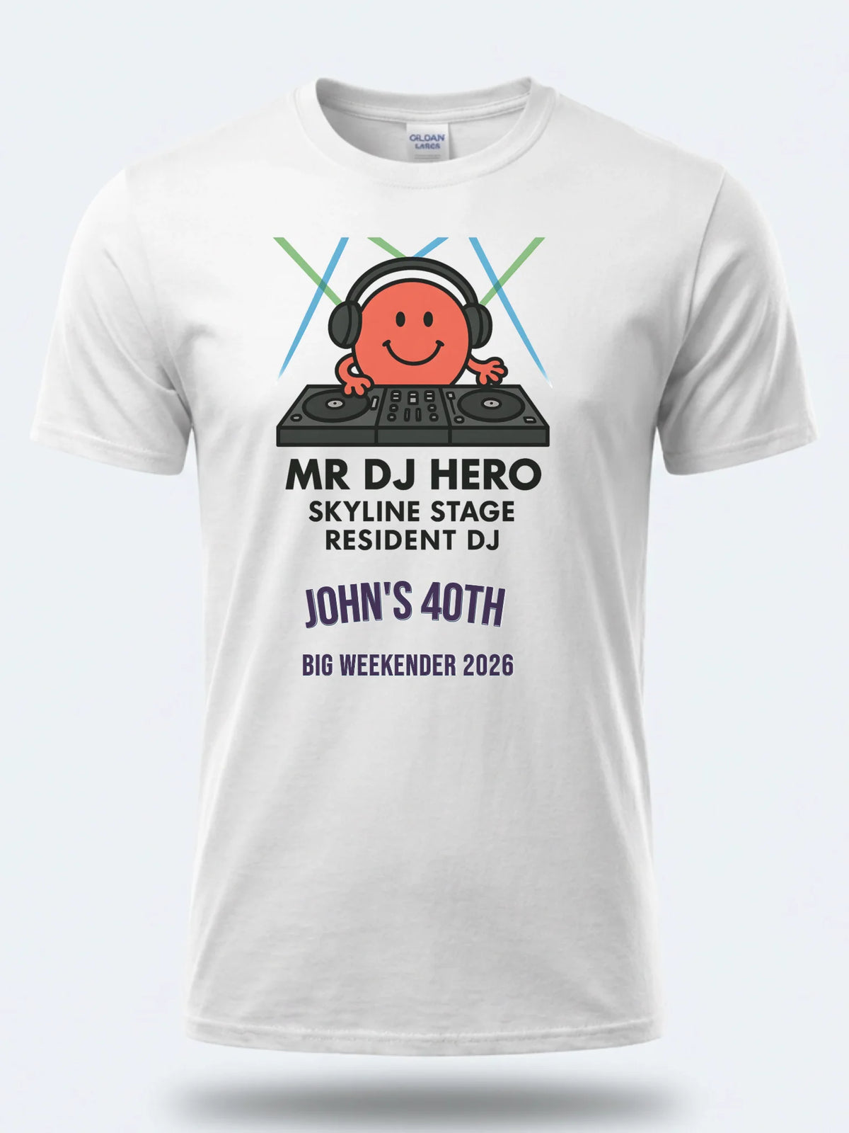 Personalised Weekender Unisex Tee — white tee, front view