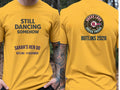 Personalised Bugged Out Big Weekender Tee — yellow tee, front and back view