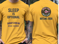 Personalised Bugged Out Big Weekender Tee — yellow tee, front and back view