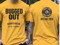 Personalised Bugged Out Big Weekender Tee — yellow tee, front and back view