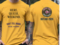 Personalised Don't Tell Mama Big Weekender Tee — yellow tee, front and back view