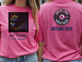 Personalised Don't Tell Mama Big Weekender Tee — azalea tee, front and back view