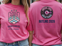 Personalised Bugged Out Big Weekender Tee — azalea tee, front and back view