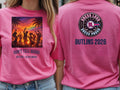 Personalised Don't Tell Mama Big Weekender Tee — azalea tee, front and back view