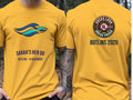 Personalised Don't Tell Mama Big Weekender Tee — yellow tee, front and back view