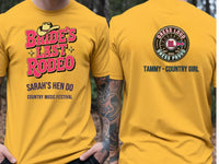 Personalised Country Weekender Tee — yellow tee, front and back view