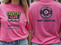 Personalised Country Weekender Tee — azalea tee, front and back view