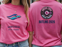 Personalised We Love Ibiza Big Weekender Tee — azalea tee, front and back view