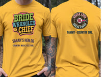 Personalised Country Weekender Tee — yellow tee, front and back view