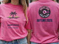 Personalised We Love Ibiza Big Weekender Tee — azalea tee, front and back view