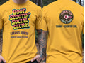 Personalised Country Weekender Tee — yellow tee, front and back view