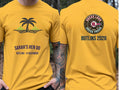 Personalised We Love Ibiza Big Weekender Tee — yellow tee, front and back view