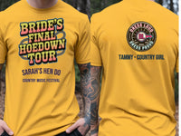Personalised Country Weekender Tee — yellow tee, front and back view