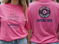 Personalised We Love Ibiza Big Weekender Tee — azalea tee, front and back view