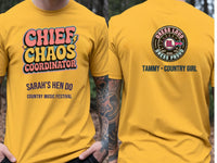 Personalised Country Weekender Tee — yellow tee, front and back view