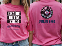 Personalised Back to 2000s Big Weekender Tee — azalea tee, front and back view