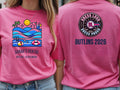 Personalised We Love Ibiza Big Weekender Tee — azalea tee, front and back view
