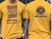 Personalised Country Weekender Tee — yellow tee, front and back view