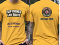 Personalised Back to 2000s Big Weekender Tee — yellow tee, front and back view