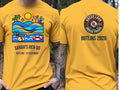 Personalised We Love Ibiza Big Weekender Tee — yellow tee, front and back view