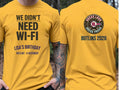 Personalised Back to 2000s Big Weekender Tee — yellow tee, front and back view