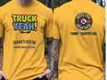 Personalised Country Weekender Tee — yellow tee, front and back view