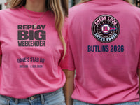 Personalised Replay Big Weekender Tee — azalea tee, front and back view