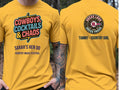 Personalised Country Weekender Unisex Tee — yellow tee, front and back view