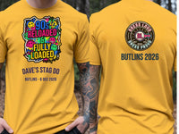 Personalised 90s Reloaded Big Weekender Tee — yellow tee, front and back view