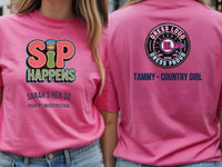 Personalised Country Weekender Unisex Tee — azalea tee, front and back view