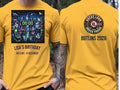 Personalised Back to 2000s Big Weekender Tee — yellow tee, front and back view